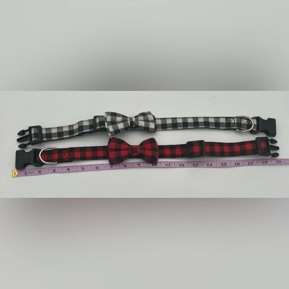 Adjustable Pet Collar Checker Bowknot Dog Collar NWOT